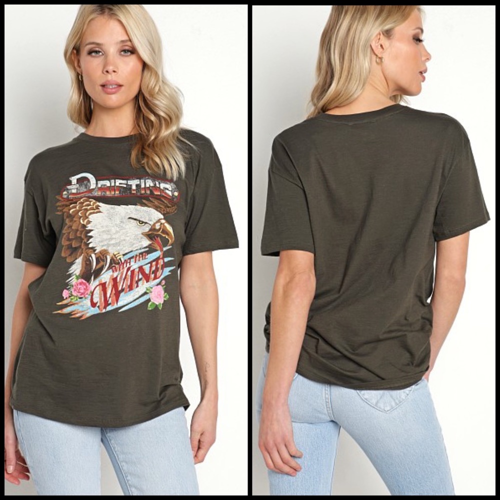 NWT Spell & the Gypsy Collective Charcoal Wind Drifter Biker Tee